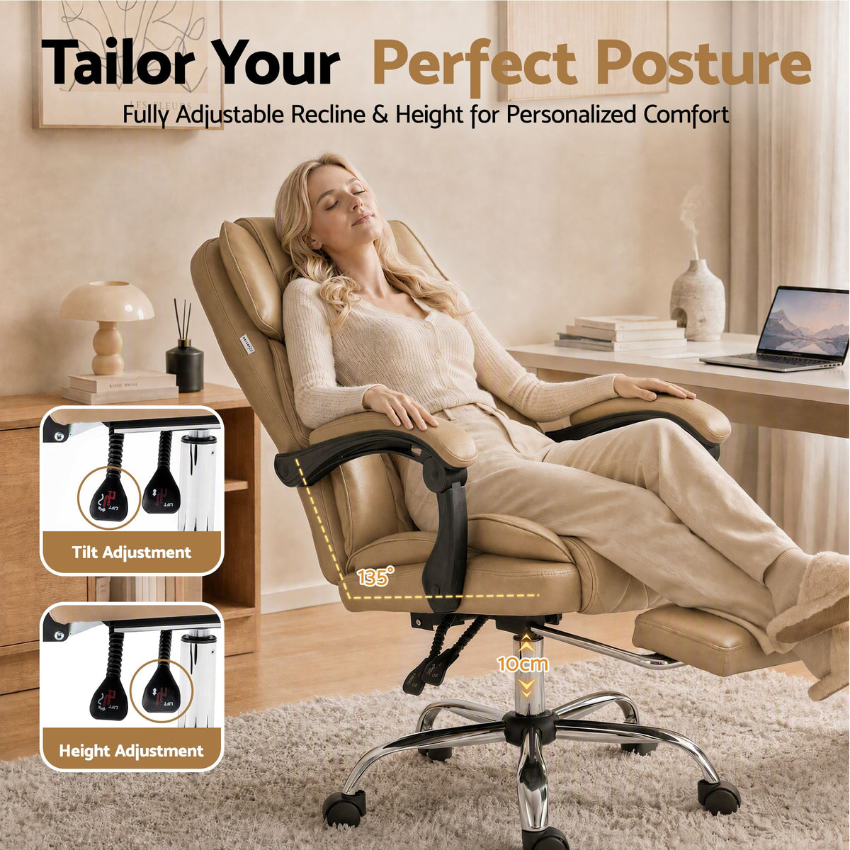 Flexi Executive Office Chair Leather Footrest Espresso