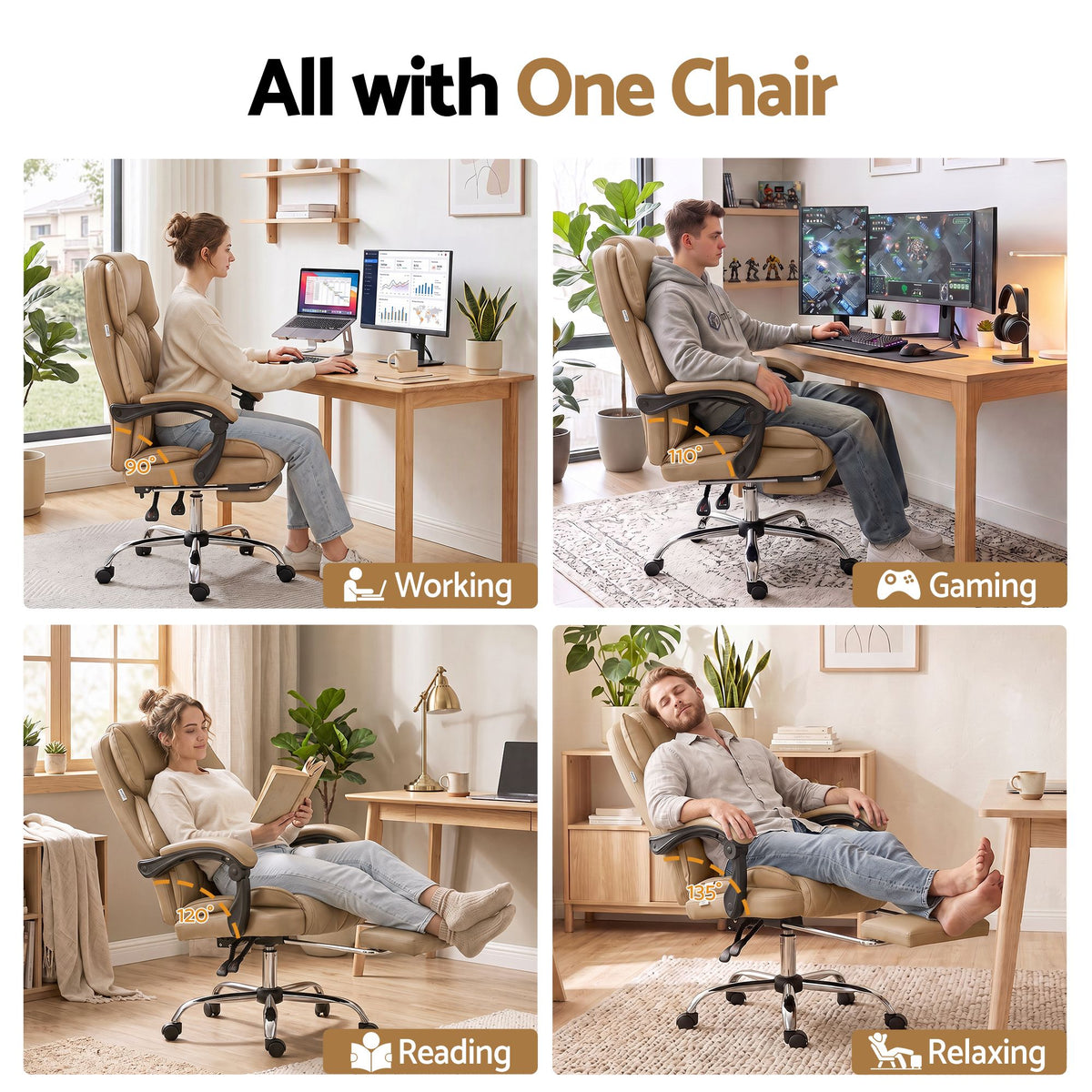 Flexi Executive Office Chair Leather Footrest Espresso