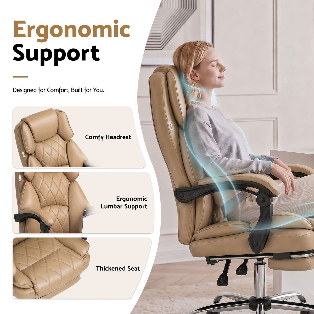 Flexi Executive Office Chair Leather Footrest Espresso