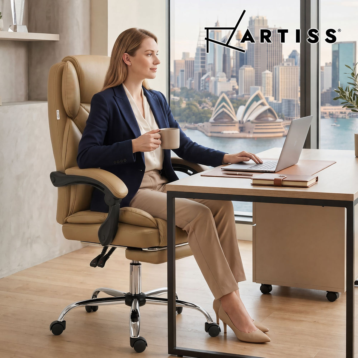 Flexi Executive Office Chair Leather Footrest Espresso