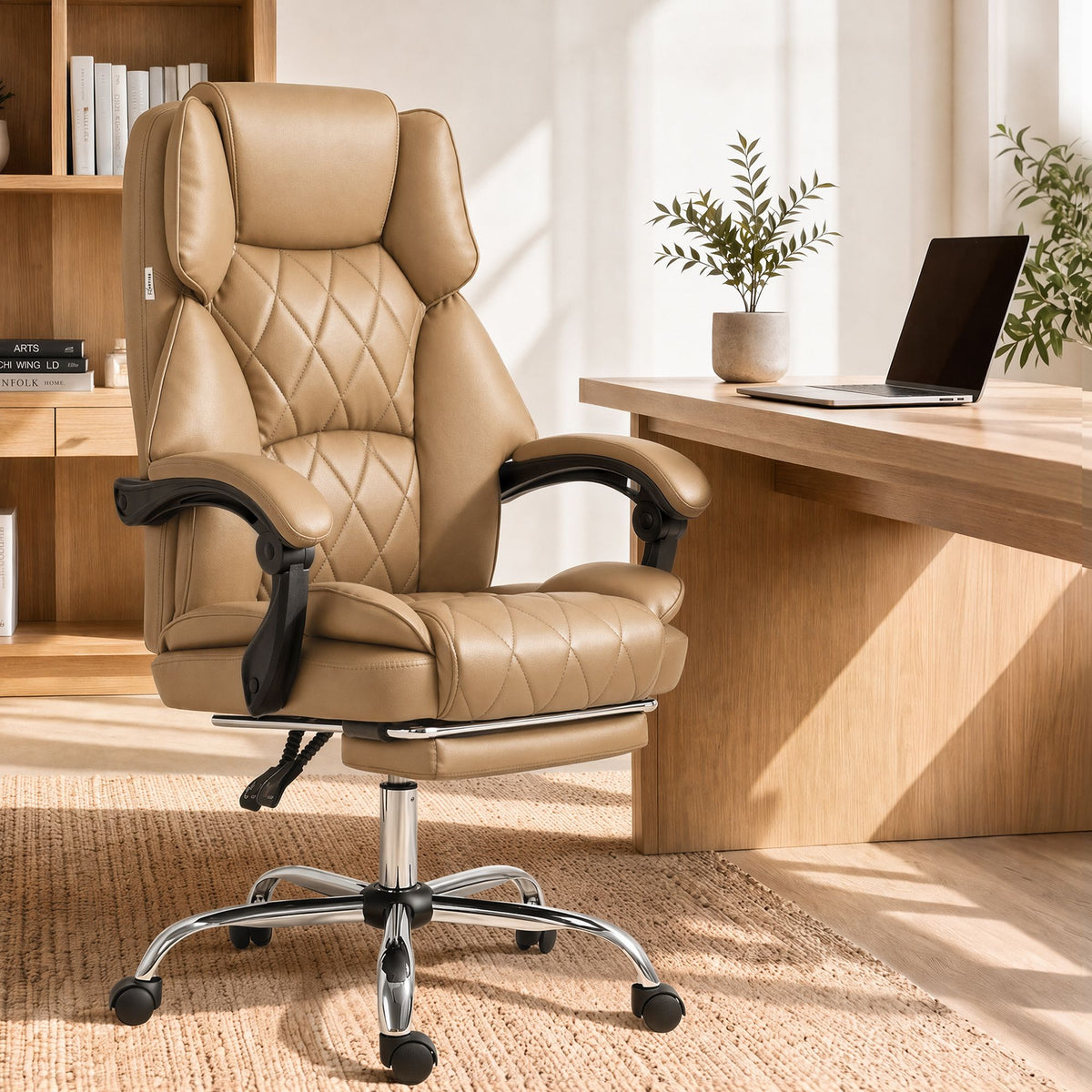 Flexi Executive Office Chair Leather Footrest Espresso