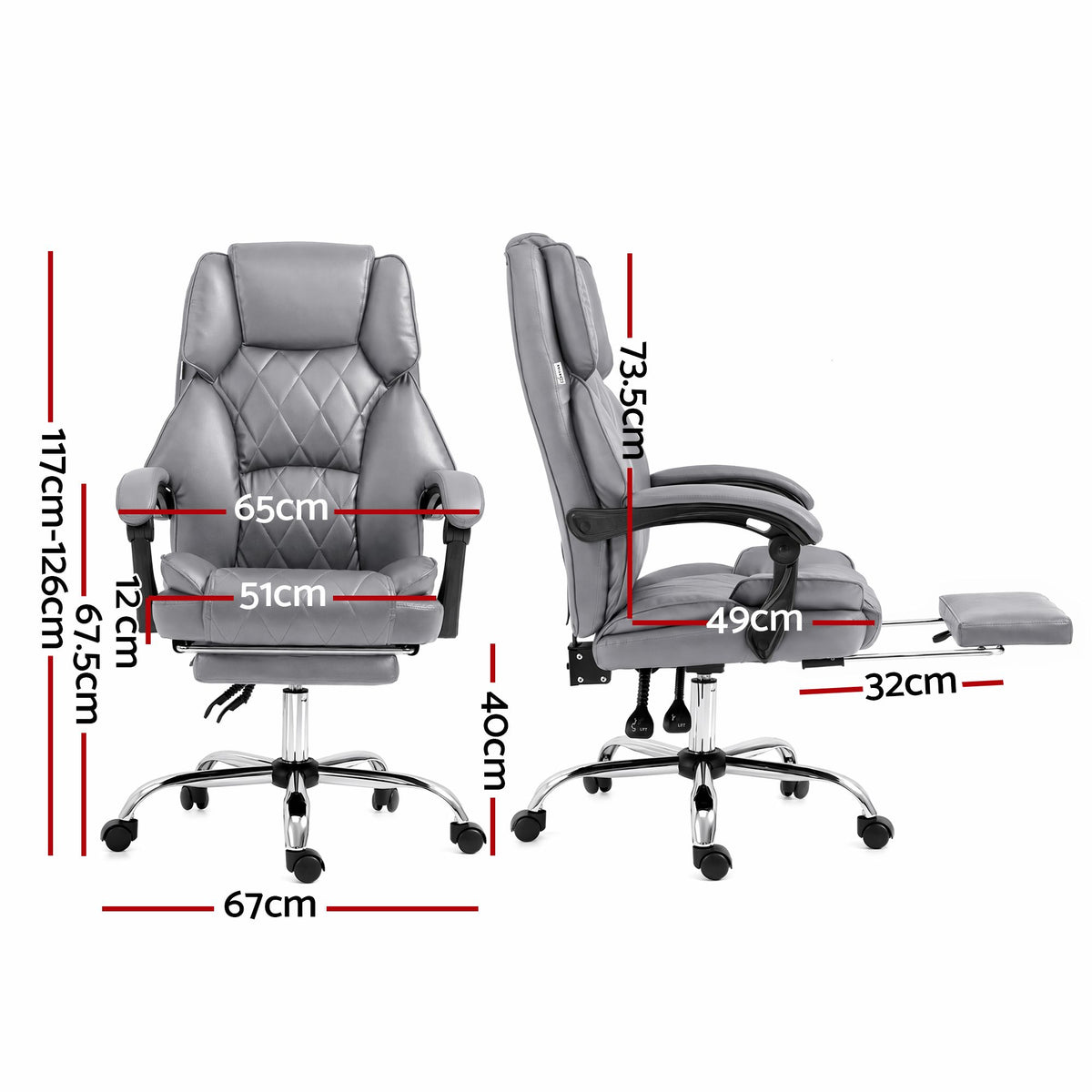 Flexi Executive Office Chair with Footrest Grey