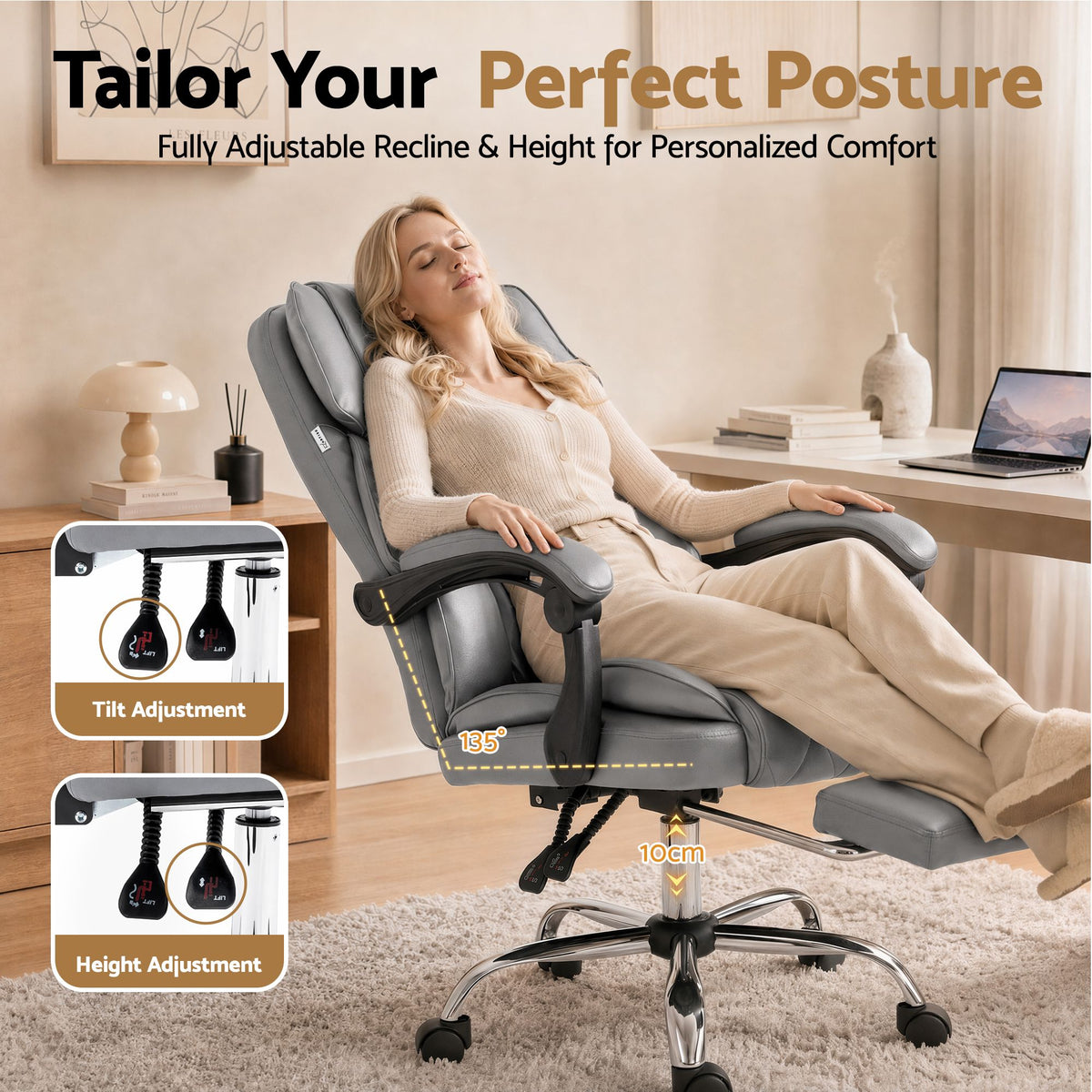 Flexi Executive Office Chair with Footrest Grey