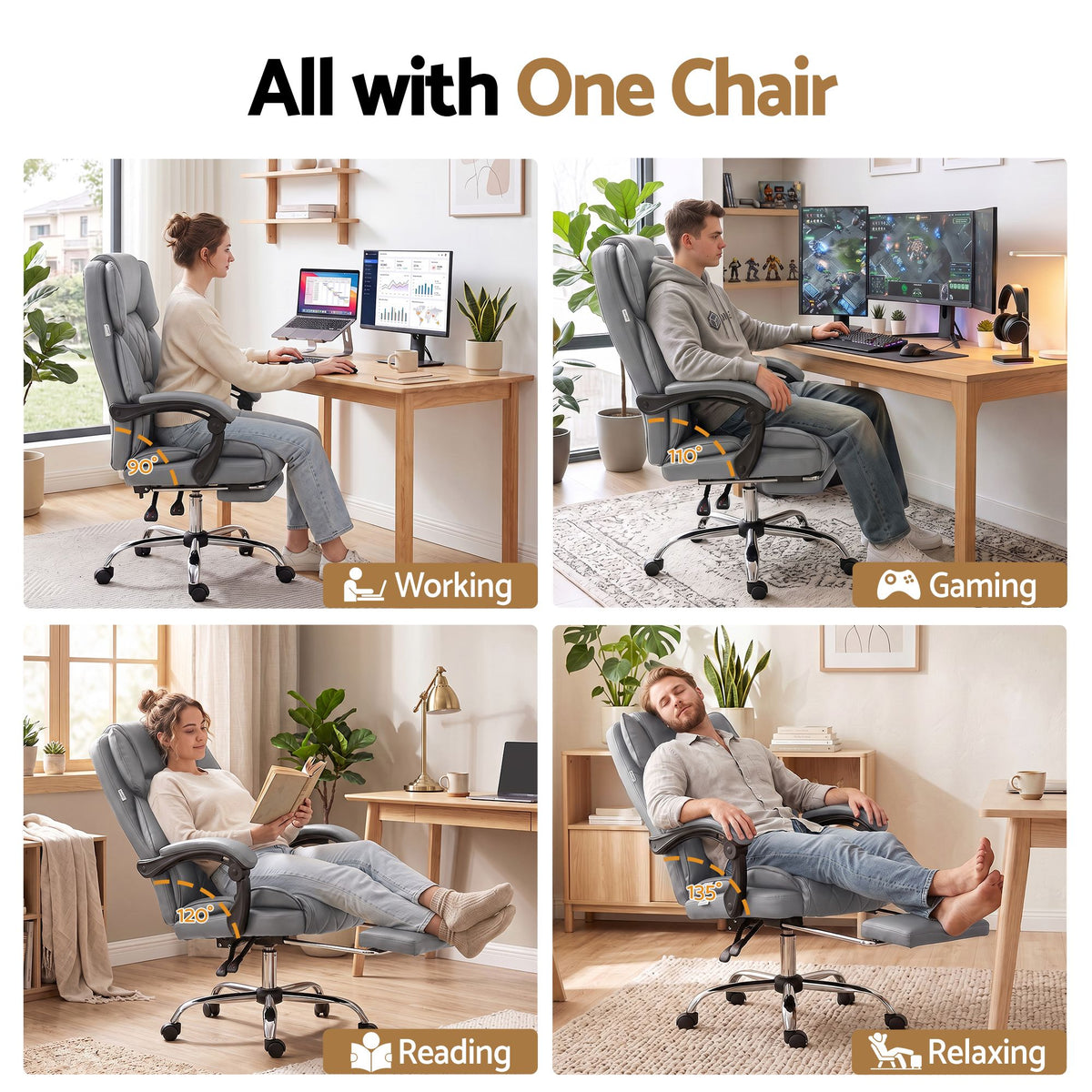 Flexi Executive Office Chair with Footrest Grey