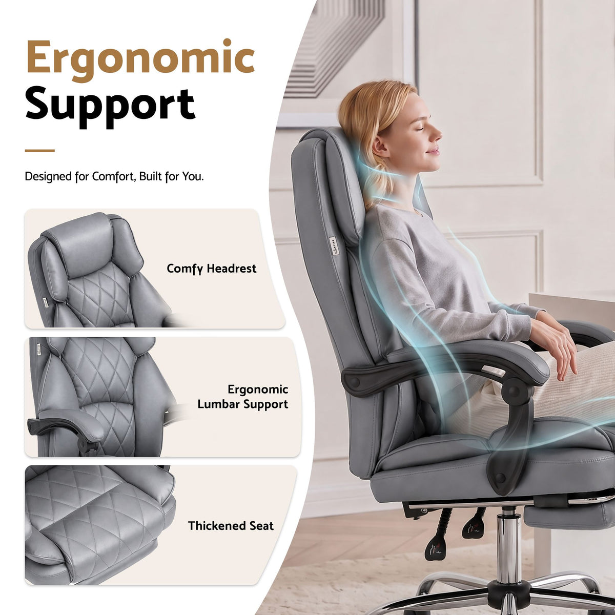 Flexi Executive Office Chair with Footrest Grey