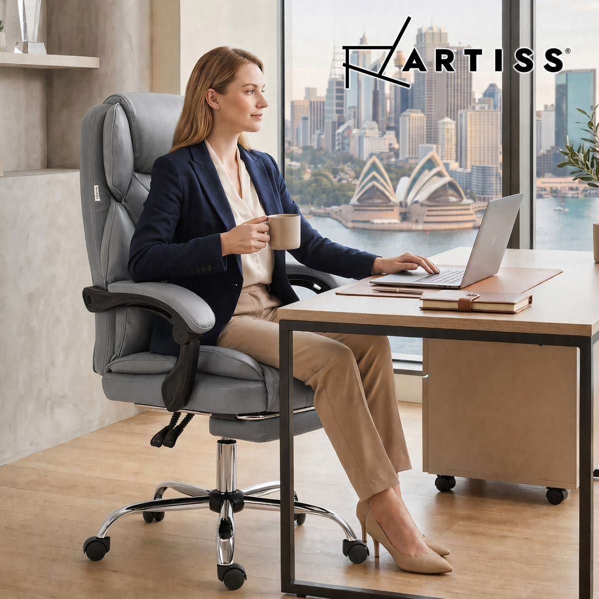 Flexi Executive Office Chair with Footrest Grey