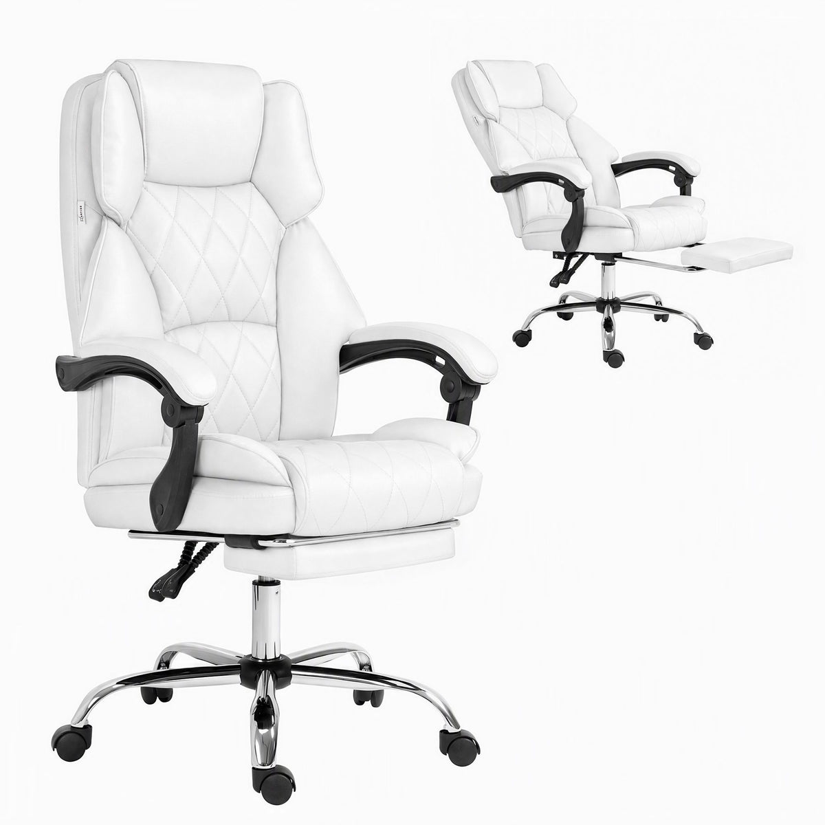 Flexi Executive Office Chair Leather Footrest White