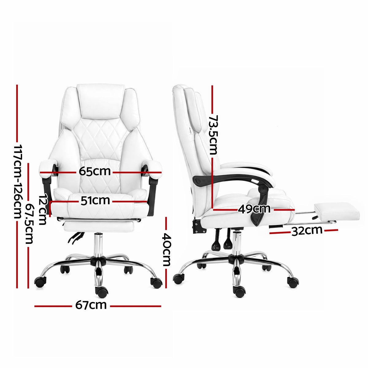 Flexi Executive Office Chair Leather Footrest White