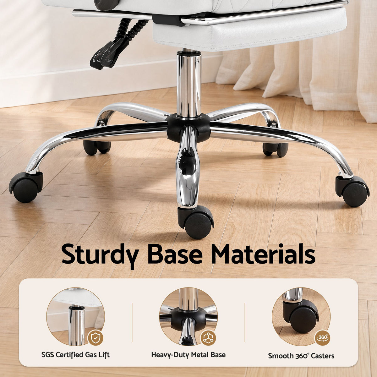 Flexi Executive Office Chair Leather Footrest White