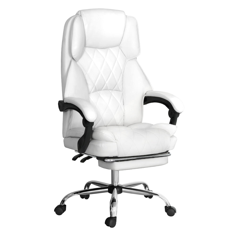 Flexi Executive Office Chair Leather Footrest White