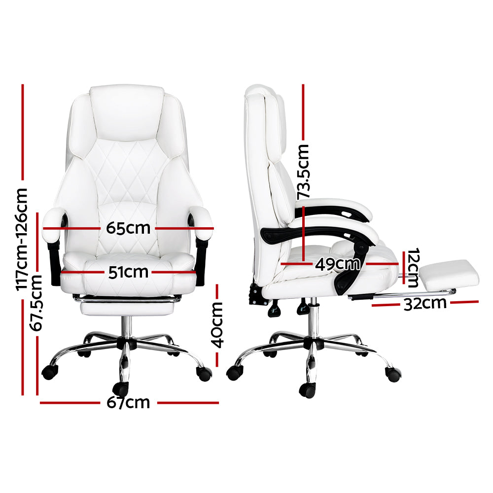 Flexi Executive Office Chair Leather Footrest White