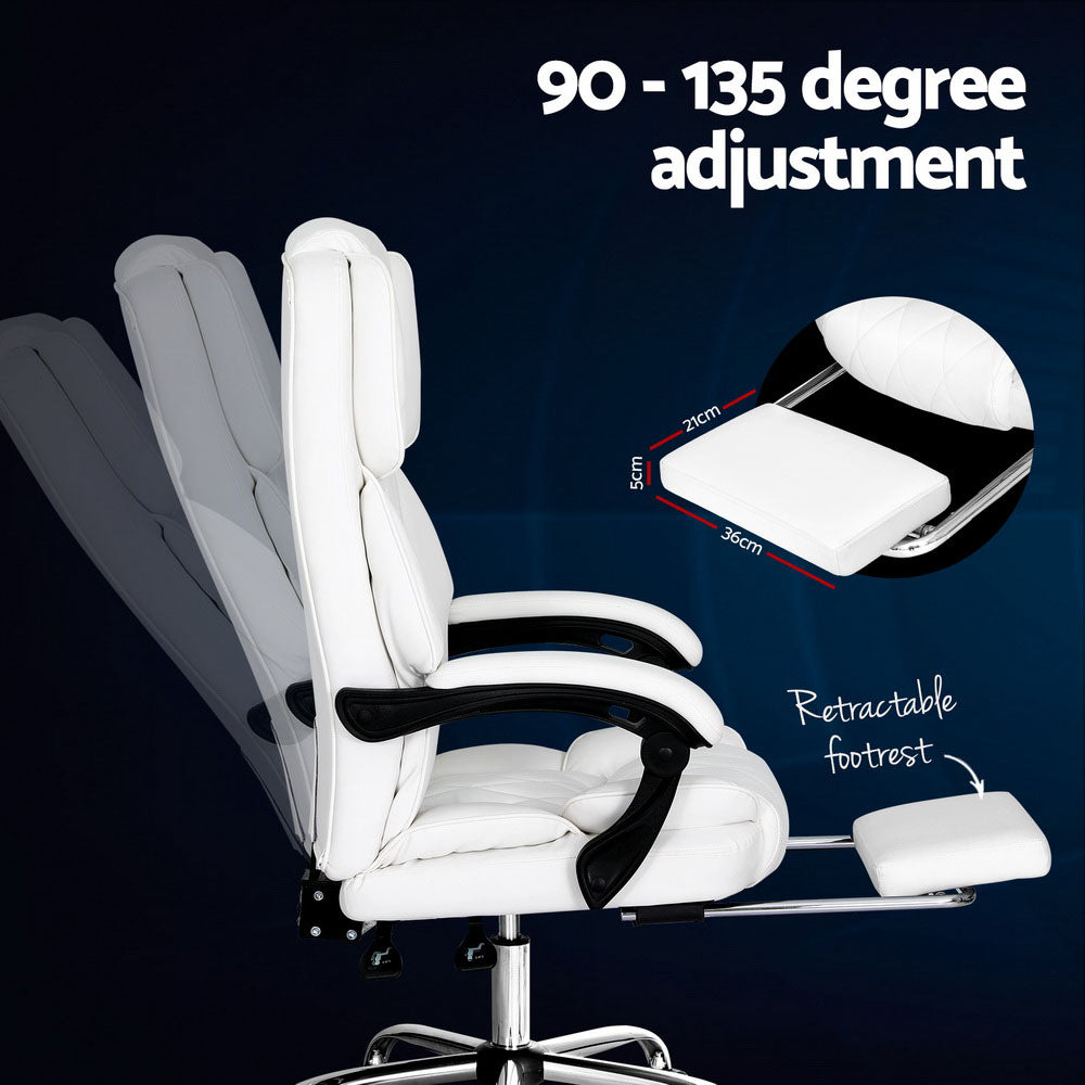 Flexi Executive Office Chair Leather Footrest White