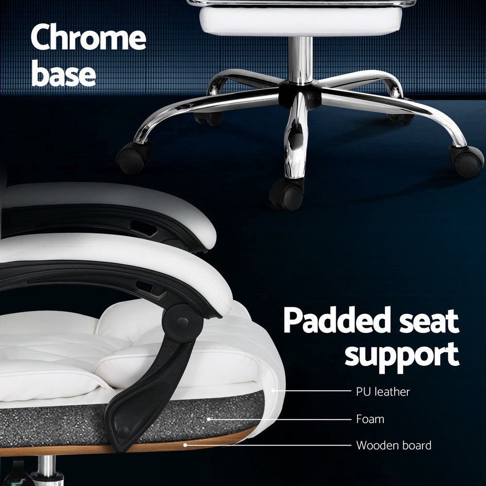 Flexi Executive Office Chair Leather Footrest White