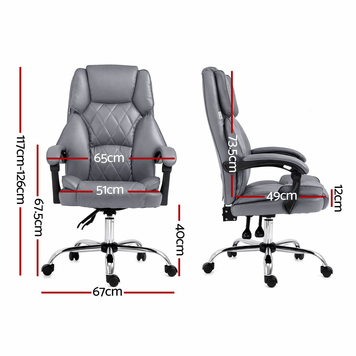 Camelon Executive Office Chair with Recliner, Grey