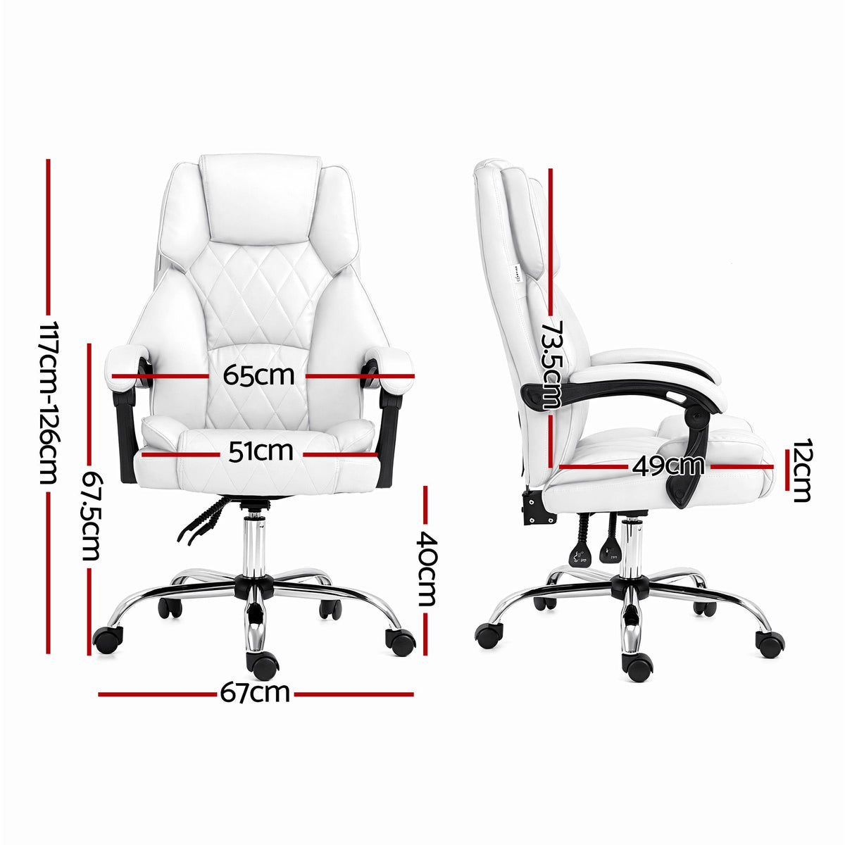 Camelon Executive Office Chair Leather Recliner White
