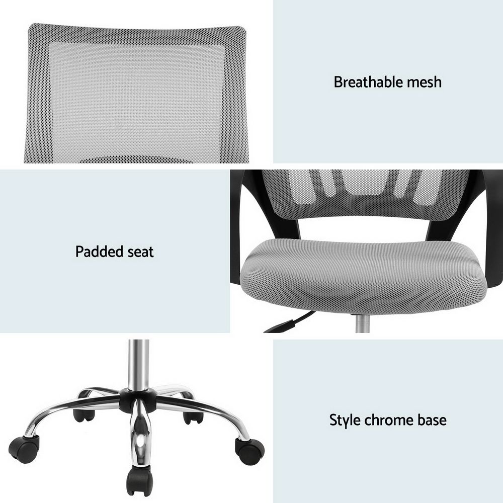 Cody Mid Back Mesh Office Chair with Chrome Base Grey