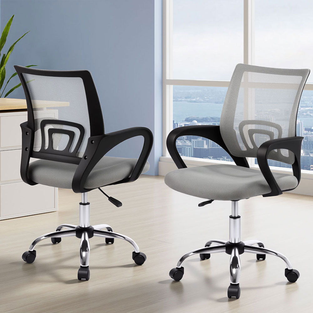 Cody 2x Mid-Back Mesh Office Chairs Grey