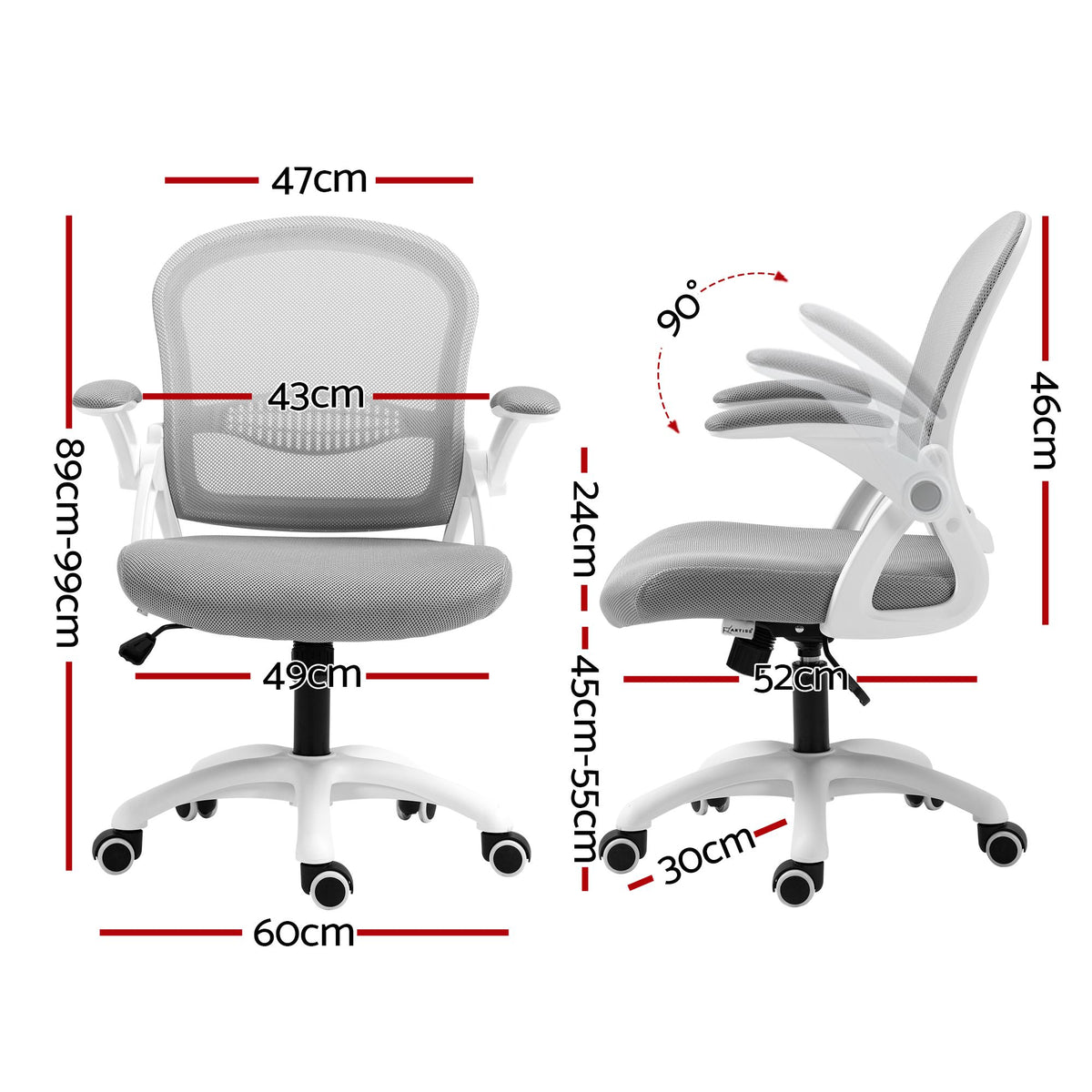 Galene Mid Back Mesh Office Chair with Gas Lift Grey