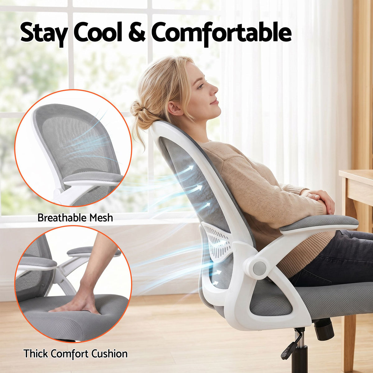 Galene Mid Back Mesh Office Chair with Gas Lift Grey