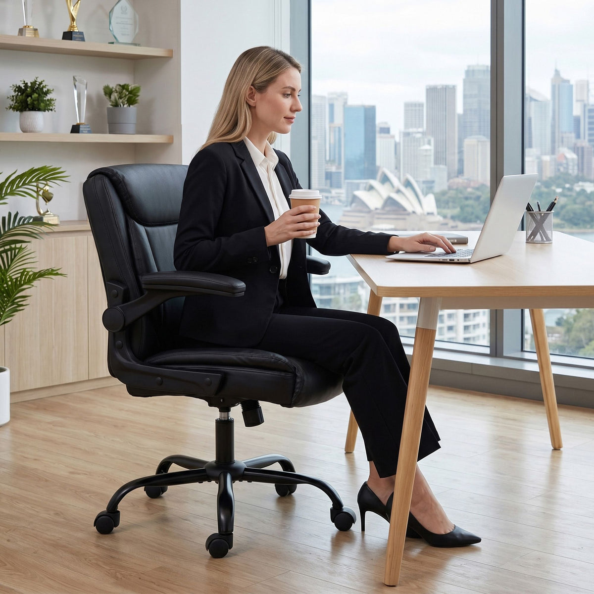 Chastine Executive Office Chair Mid Back Black