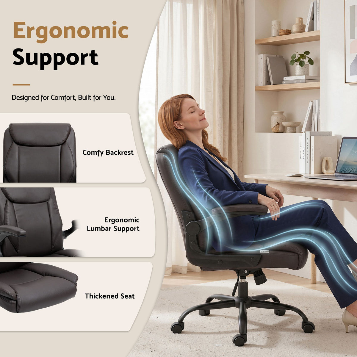 Chastine Executive Mid Back Office Chair with PU Leather