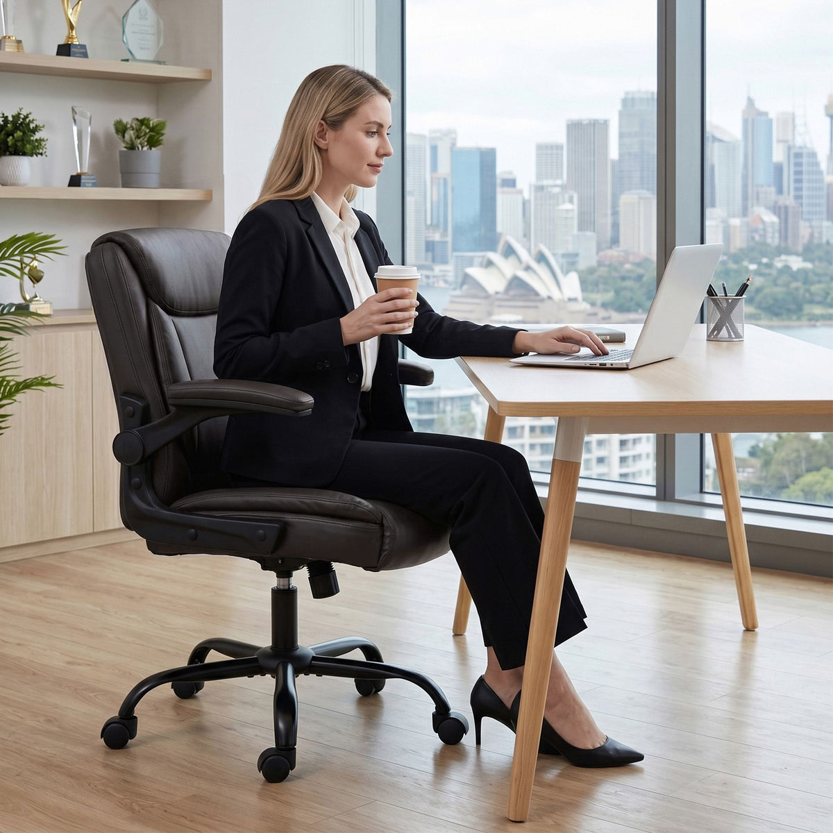 Chastine Executive Mid Back Office Chair with PU Leather