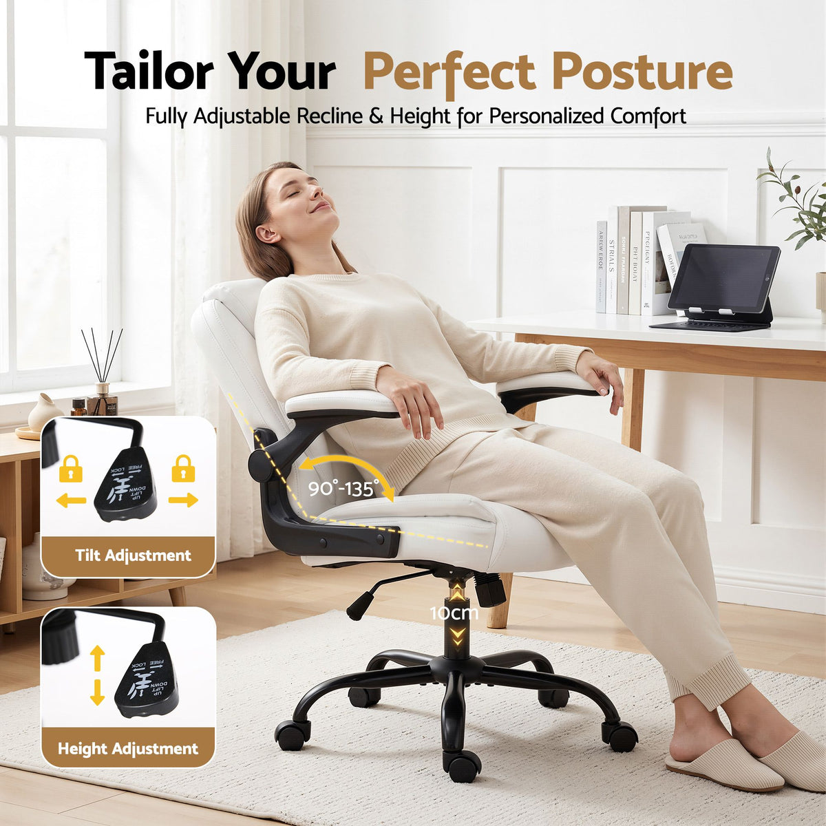 Chastine Executive Office Chair Mid Back White