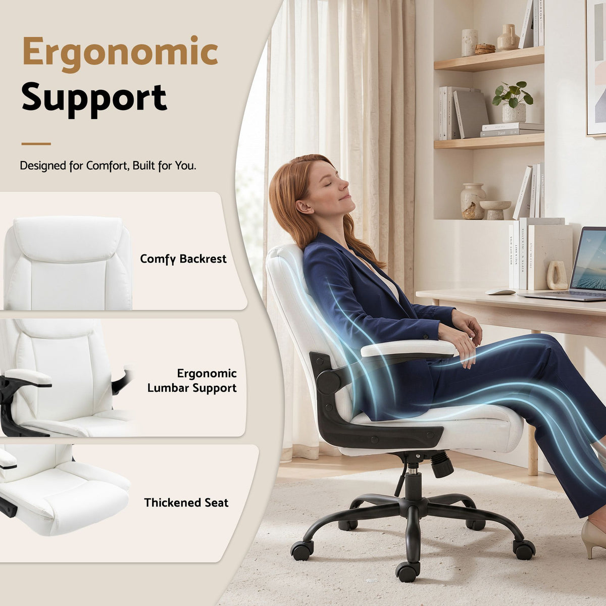 Chastine Executive Office Chair Mid Back White