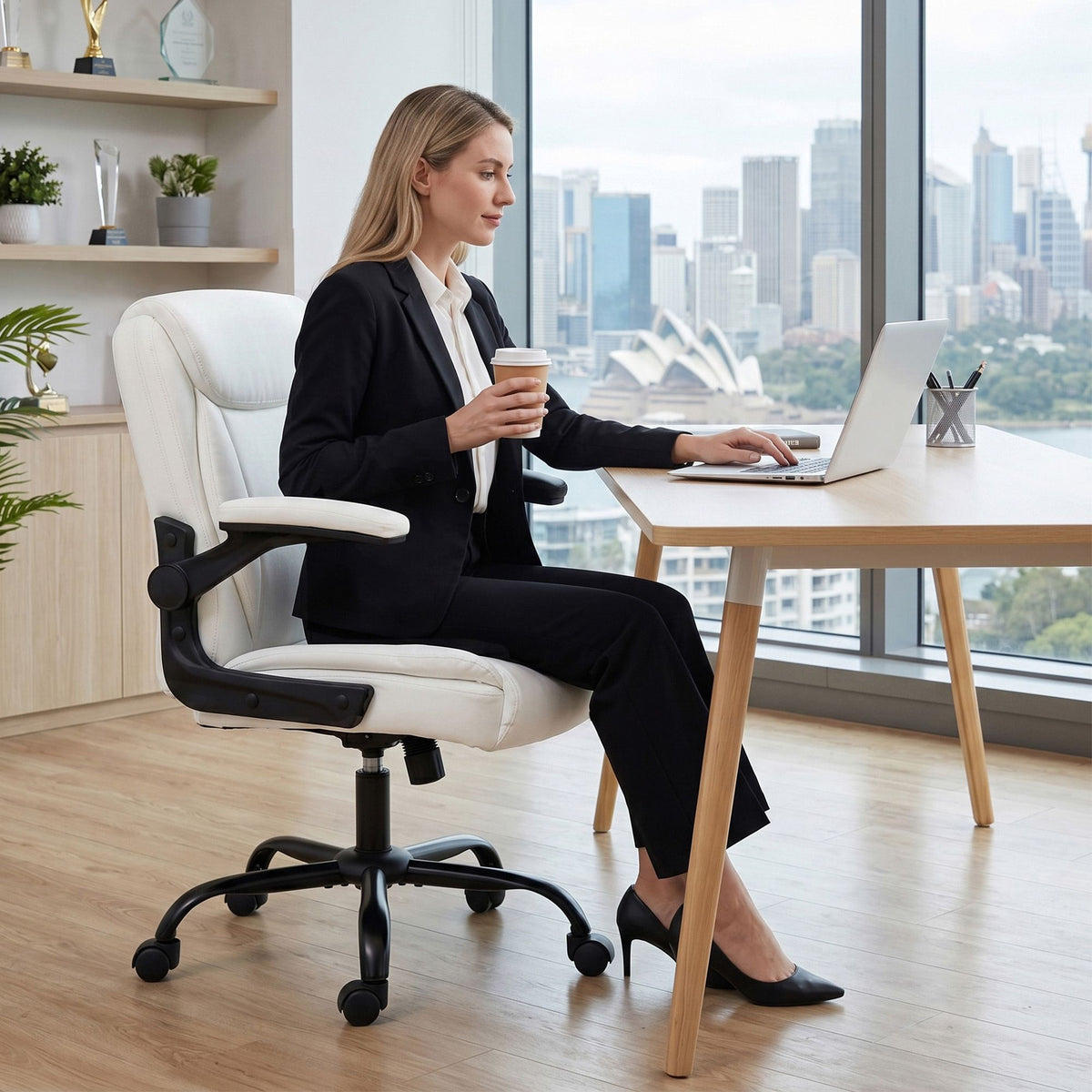 Chastine Executive Office Chair Mid Back White