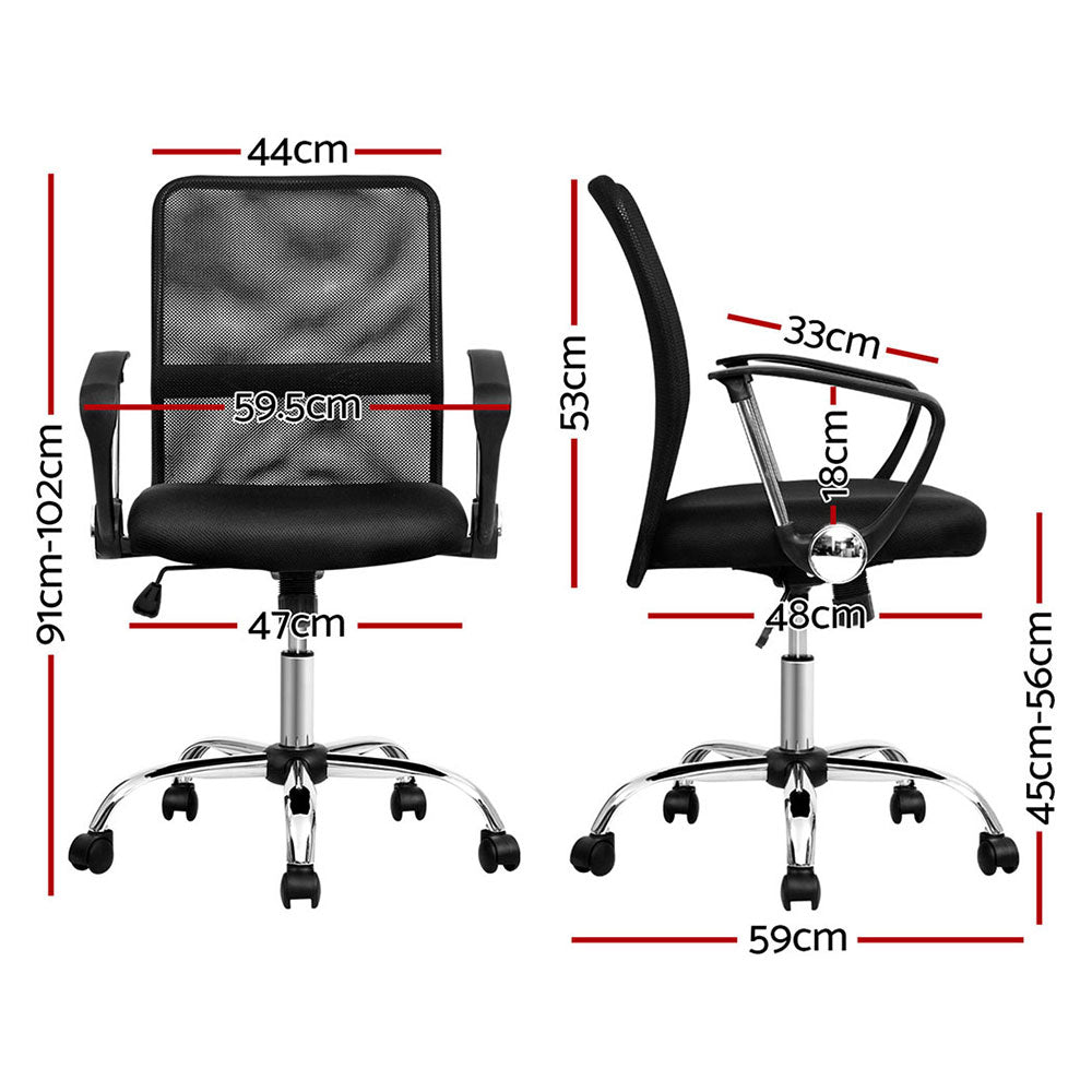 Nash Mid Back Mesh Office Chair Black (Set of 2)