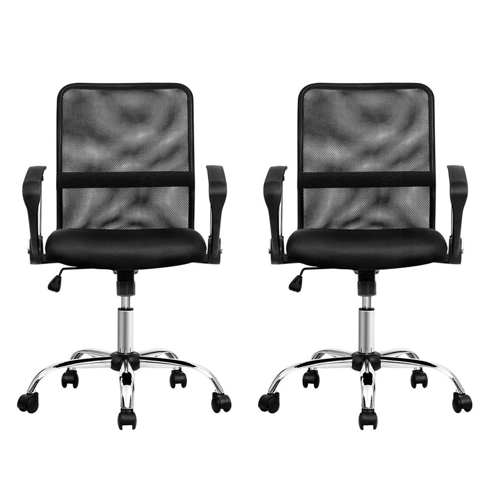 Nash Mid Back Mesh Office Chair Black (Set of 2)