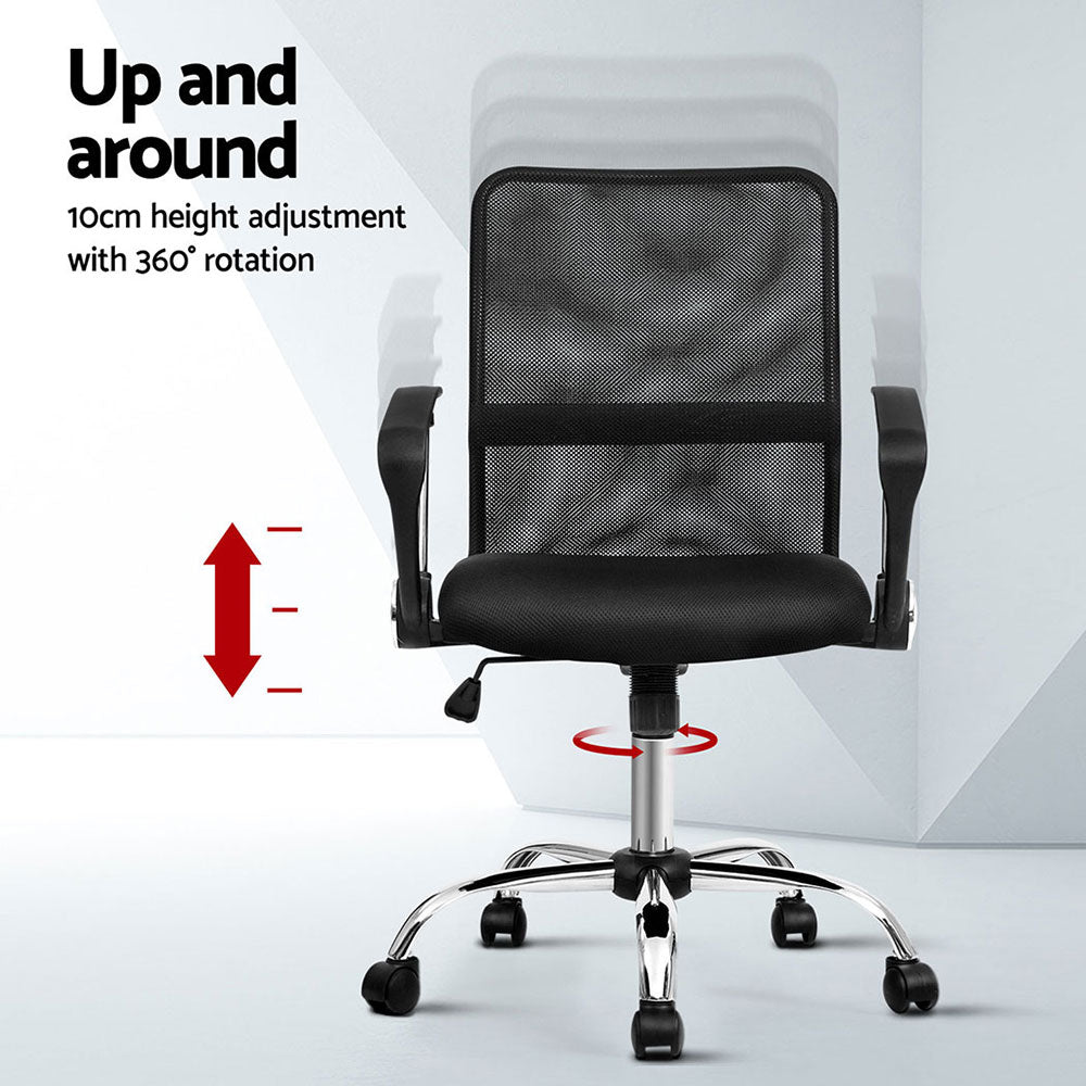 Nash Mid Back Mesh Office Chair Black (Set of 2)