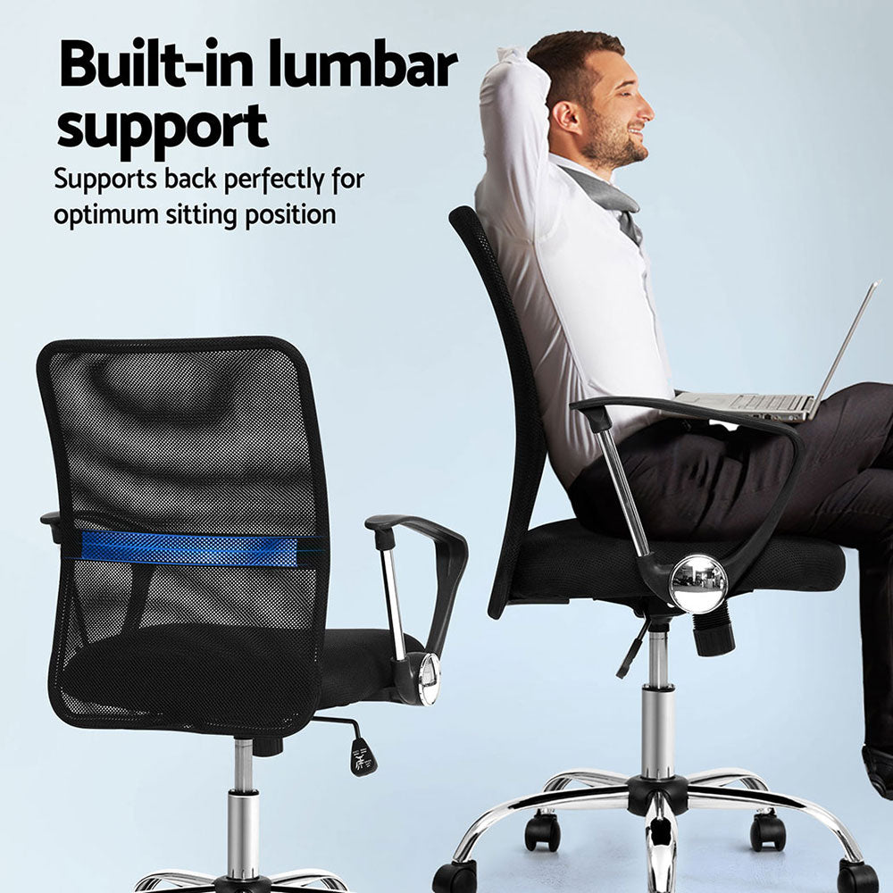 Nash Mid Back Mesh Office Chair Black (Set of 2)