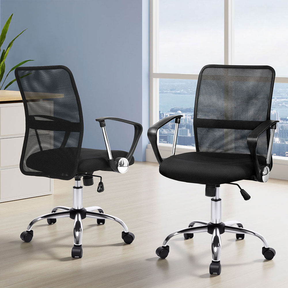 Nash Mid Back Mesh Office Chair Black (Set of 2)