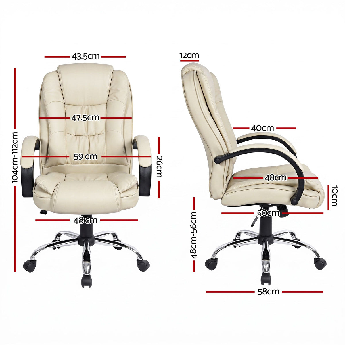 Rainier Executive Office Chair Leather Tilt Beige