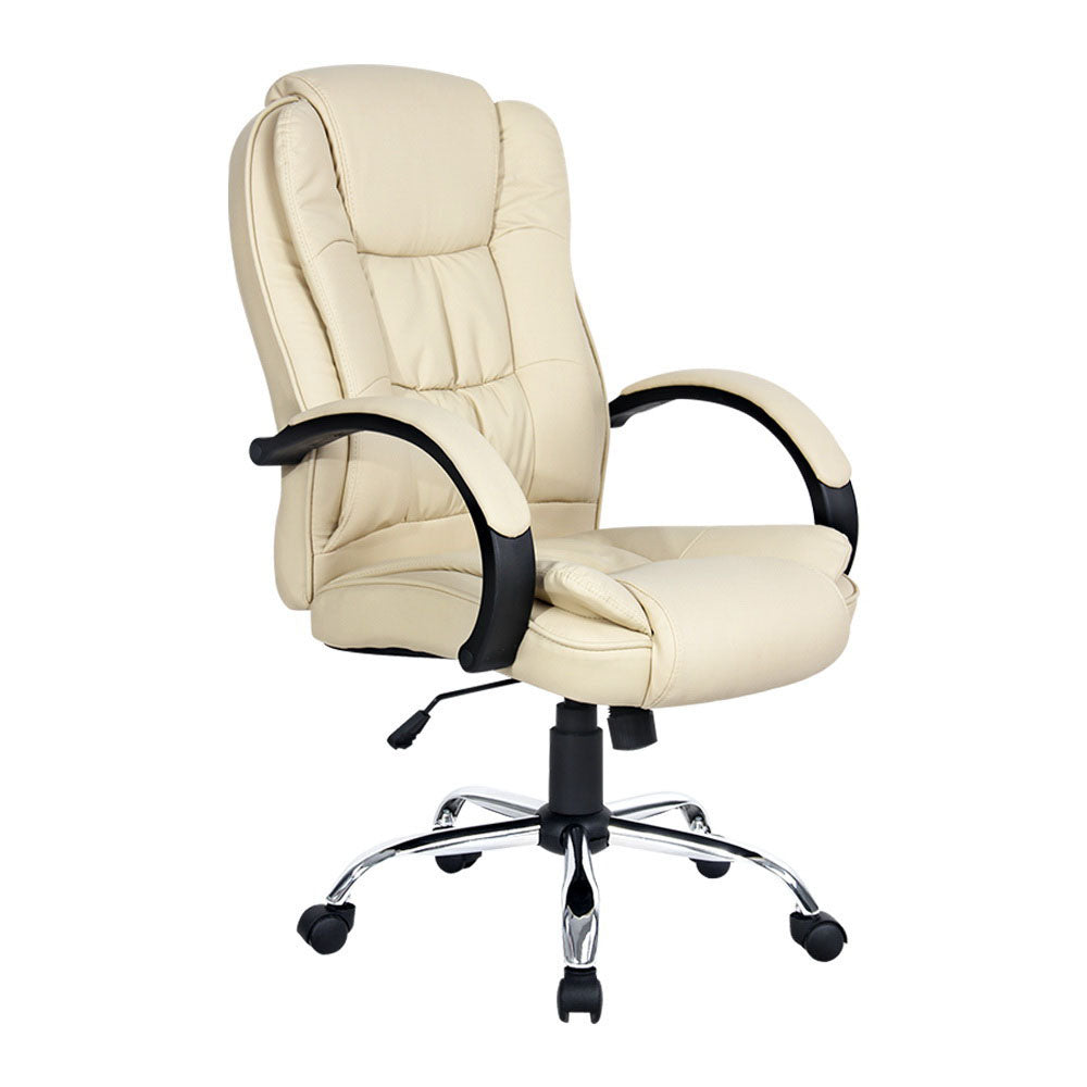 Rainier Executive Office Chair Leather Tilt Beige