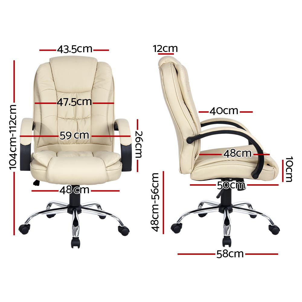 Rainier Executive Office Chair Leather Tilt Beige
