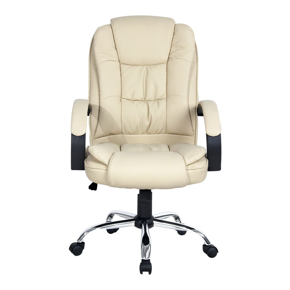 Rainier Executive Office Chair Leather Tilt Beige