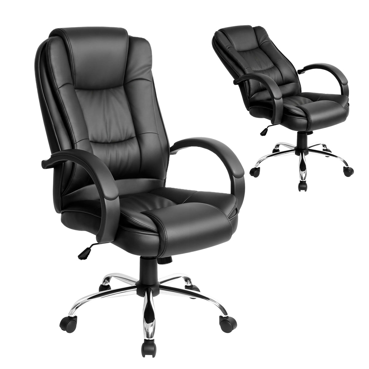 Rainier Executive Office Chair PU Leather Tilt Black