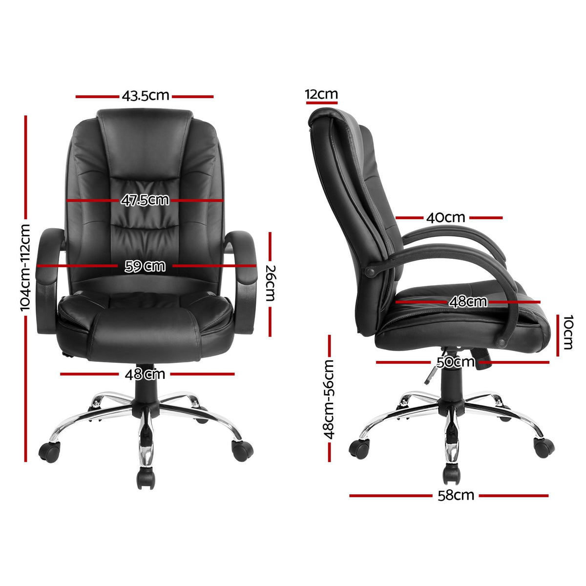Rainier Executive Office Chair PU Leather Tilt Black