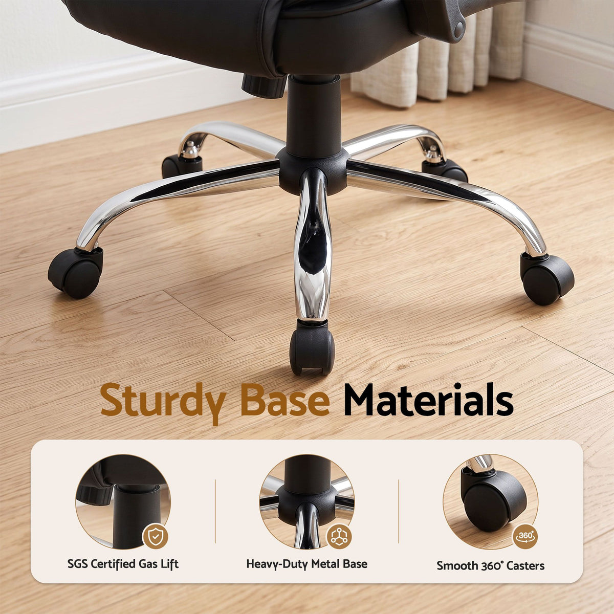 Rainier Executive Office Chair PU Leather Tilt Black