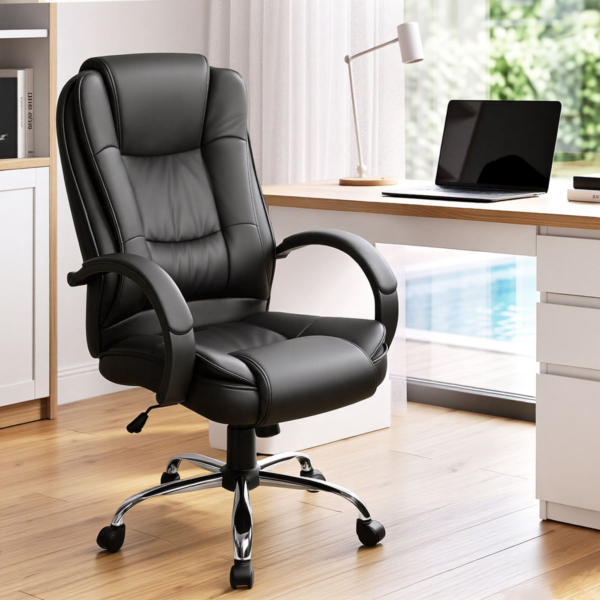 Rainier Executive Office Chair PU Leather Tilt Black