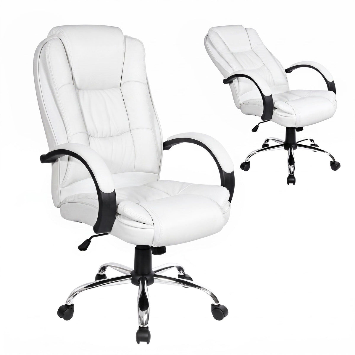 Rainier Executive Office Chair PU Leather Tilt White