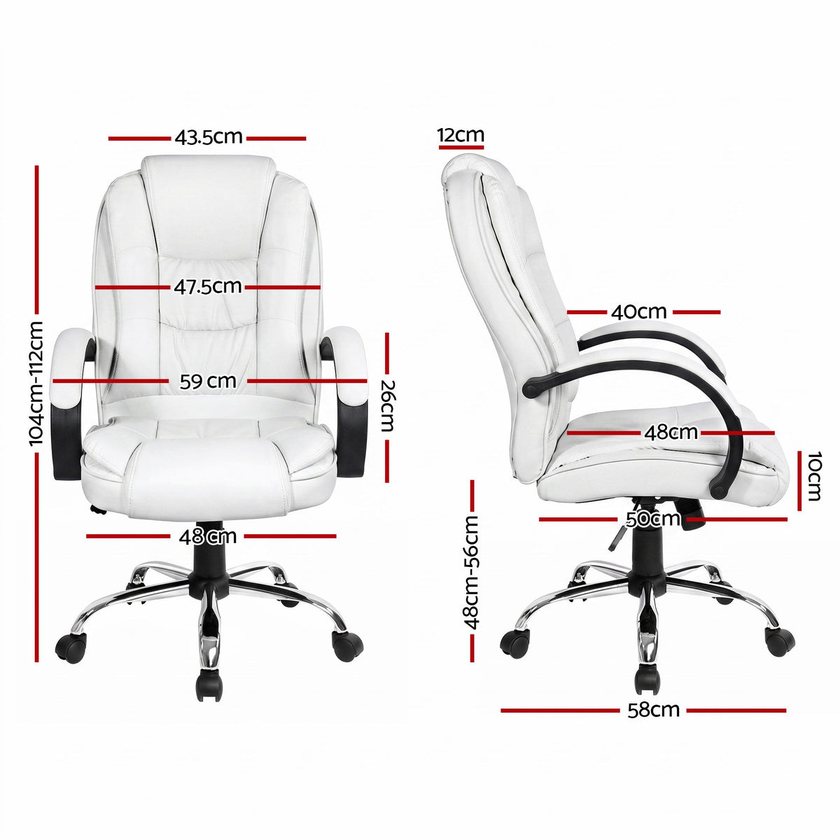 Rainier Executive Office Chair PU Leather Tilt White