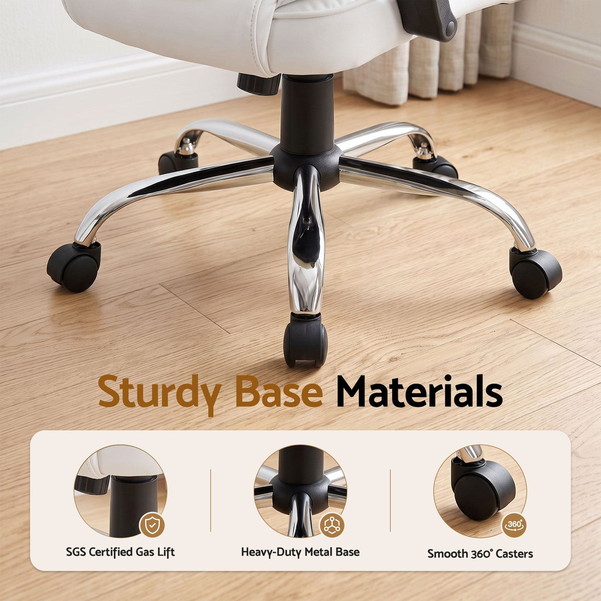 Rainier Executive Office Chair PU Leather Tilt White