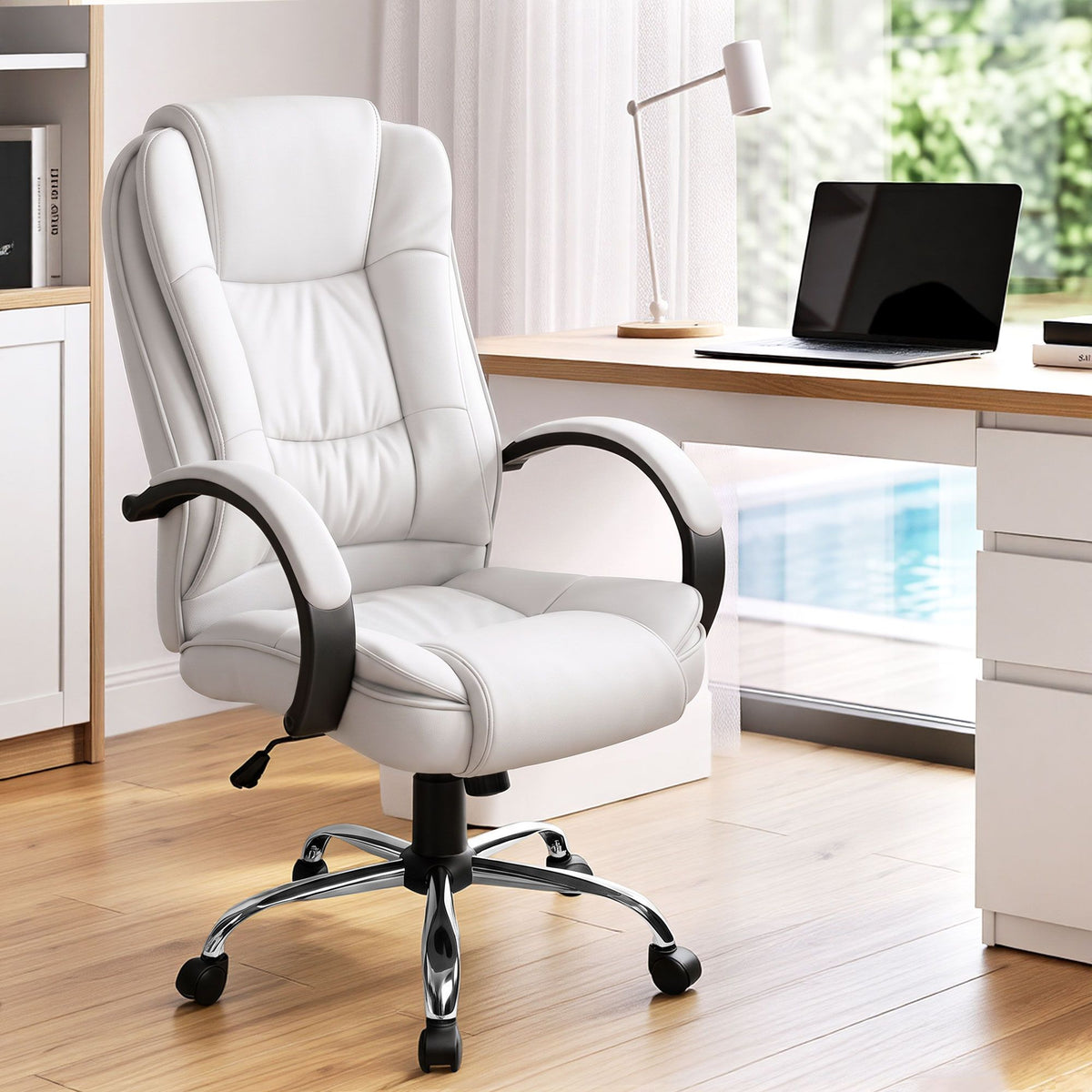 Rainier Executive Office Chair PU Leather Tilt White