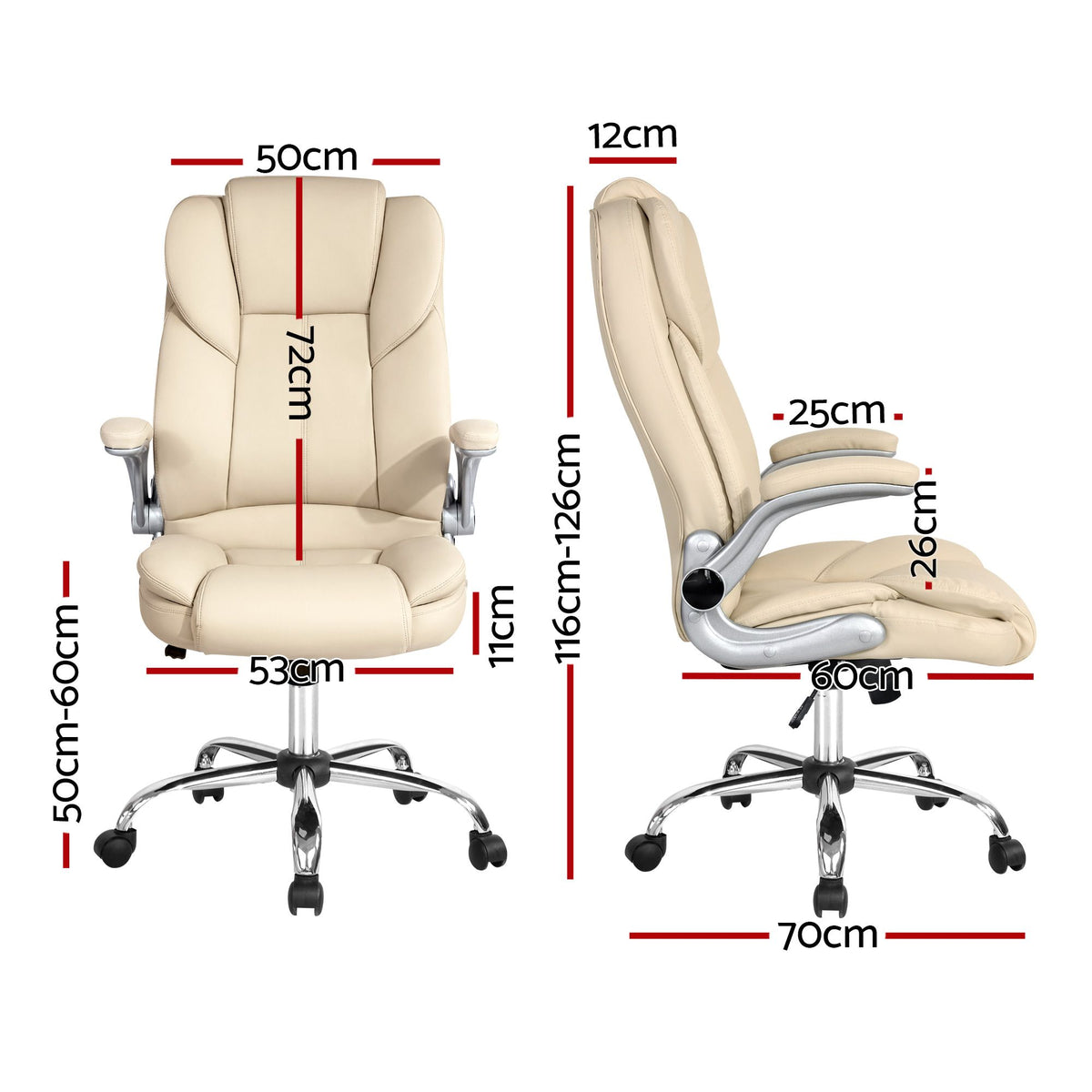 Kea Executive Office Chair Leather Tilt Beige