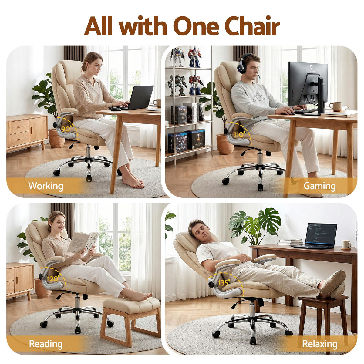 Kea Executive Office Chair Leather Tilt Beige