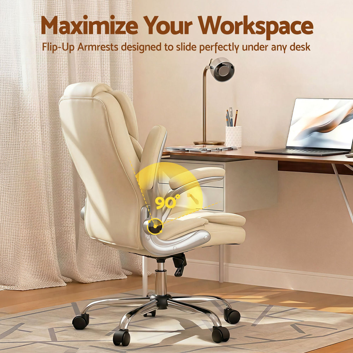 Kea Executive Office Chair Leather Tilt Beige