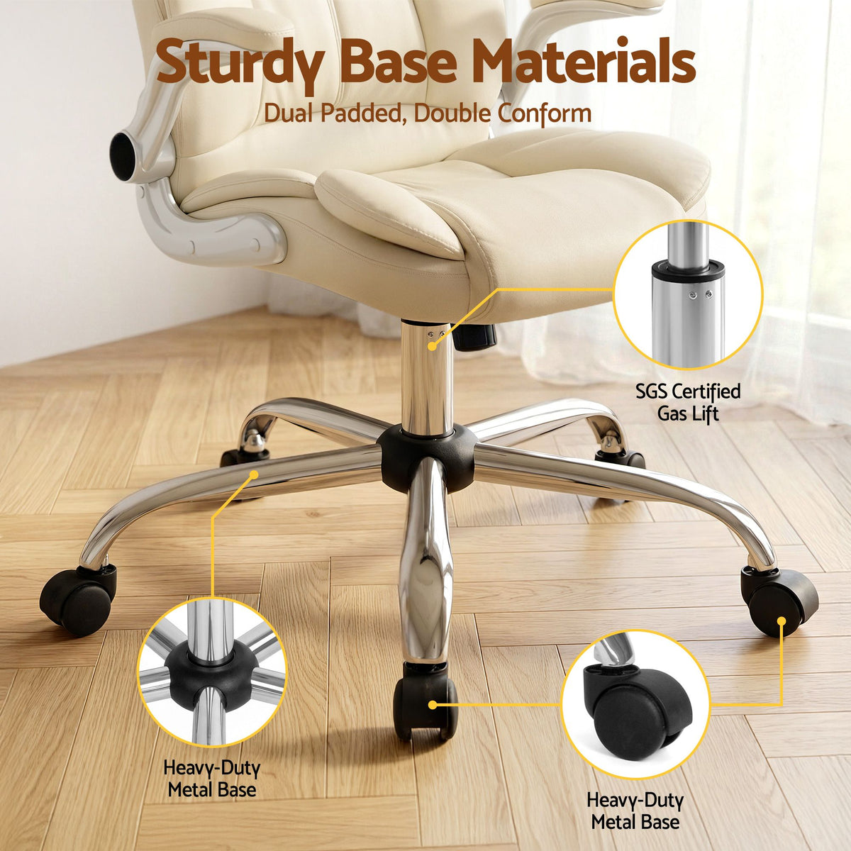 Kea Executive Office Chair Leather Tilt Beige